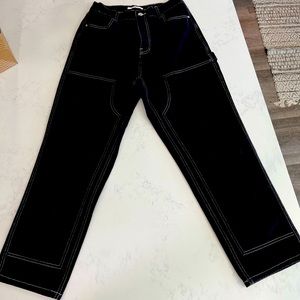 Cargo Jeans, black with white stitching,